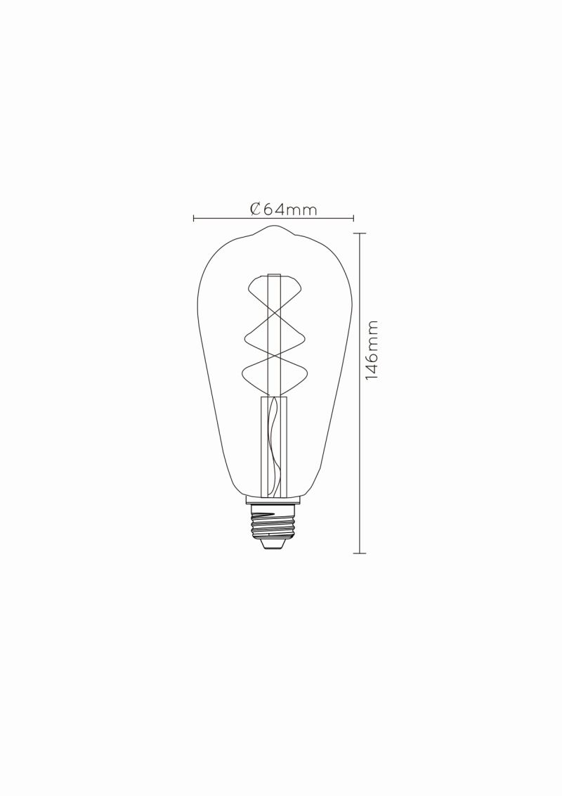 Lucide ST64 - Žiarovka - Ø 6,4 cm - LED Rozm. - E27 - 1x4,9W 2200K - Jantárová